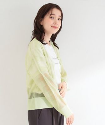 洗濯機可／S－LL】涼し気な透け感 日差し冷房対策に シアーボーダー