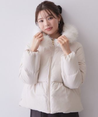 河田ダウンファー付きフードペプラムコート【洗濯機OK／静電気防止