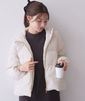河田ダウンファー付きフードペプラムコート【洗濯機OK／静電気防止