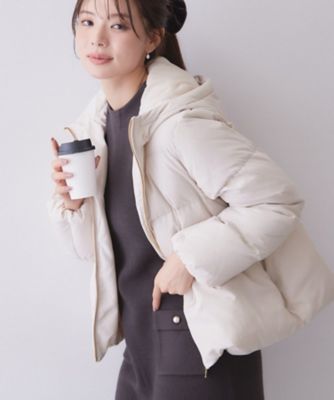 河田ダウンファー付きフードペプラムコート【洗濯機OK／静電気防止