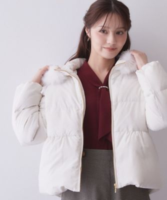 河田ダウンファーフードペプラムコート【洗濯機OK／静電気防止（裏地