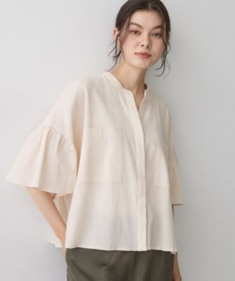 Spick & Span 2024SS フレアスリーブスキッパーブラウス ホワイト 