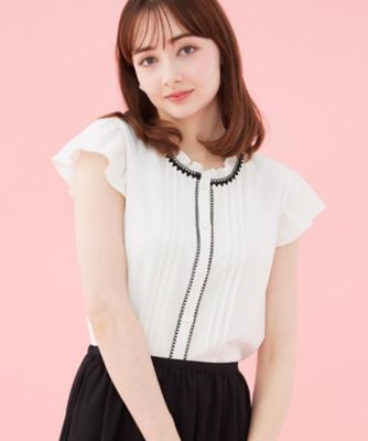 COUTURE BROOCH (Women)/クチュールブローチ 【洗える】ピコレース　ピンタックブラウス（２００２６４１３４４）