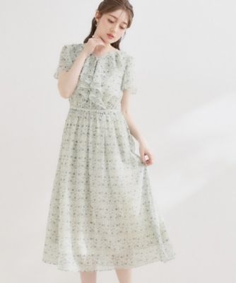 洗える】花柄 フリル ワンピース（2002641533） | COUTURE