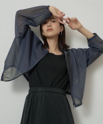ギャラリーくめ 更紗 トップス ブラウス 羽織り物 コットン 総柄 ゆったり 秋羽織り／ジップ】トリコットシアーブラウス（2002641869