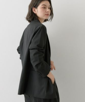 セットアップ可／洗える】先染ウールライクチェック ダブルジャケット
