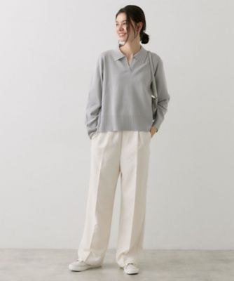 【美品】スキッパーポロニット　イタリア46size 洗濯機OK】抜け感スキッパーポロニット（2002641914