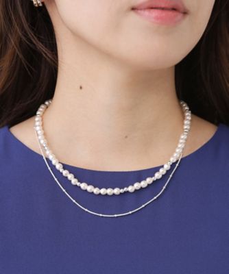 アクセサリー フェイクパール　石付き　ネックレス約3kg ジャンク品 2way】ニュアンスフェイクパールネックレス（2002642388