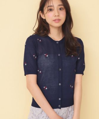 フラワー刺繍カーディガン【洗濯機OK／抗ピル