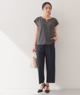 接触冷感】ひんやりキーネックフレンチトップス《洗濯機OK