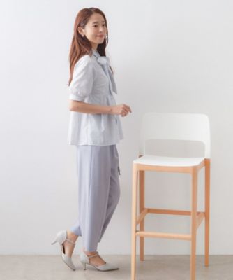防シワ】2wayボウタイペプラム5分袖ブラウス《洗濯機OK