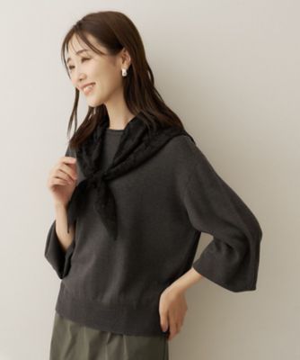 大人の抜け感／8色展開】ボリュームスリーブニットプルオーバー