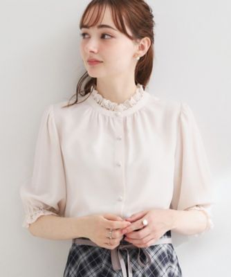 大人上品・前後2WAY】エンブロレース 5分袖ブラウス【洗濯機可