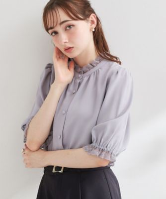 大人上品・前後2WAY】エンブロレース 5分袖ブラウス【洗濯機可