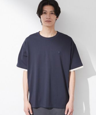 マシンウォッシャブル】袖レイヤード半袖Tシャツ
