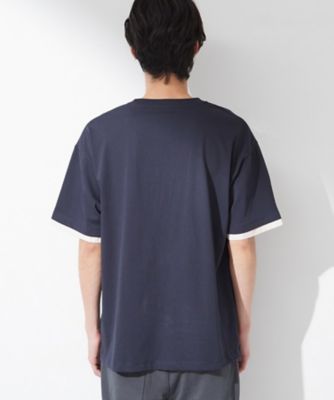 マシンウォッシャブル】袖レイヤード半袖Tシャツ