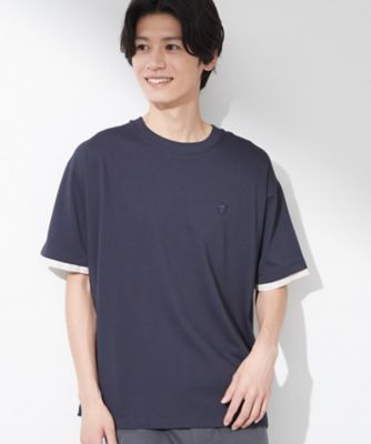 マシンウォッシャブル】袖レイヤード半袖Tシャツ