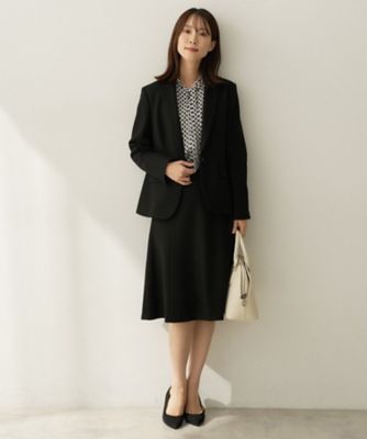 極美品 自由区ジャージーノーカラージャケット スカート セットアップ34定価5万 セットアップ】ミルドジャージフレアスカート（2002647647
