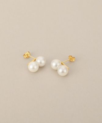 K18あこやピアス K18アコヤパールダブル スタッドピアス（2002648064