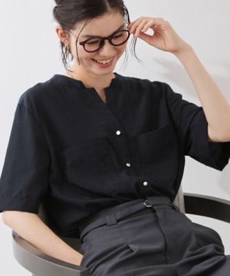 M－XL／さりげなく二の腕カバー】5分袖Wポケットシャツ