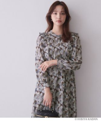◇【日比谷花壇コラボ】フラワーフリルワンピース【洗濯機OK