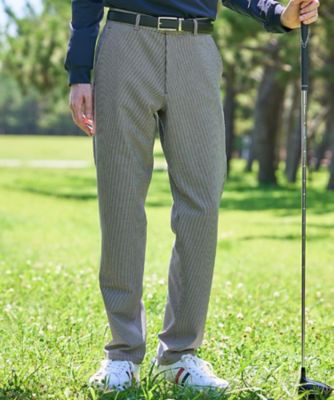定価29,700円（税込）新品 adabat メンズ ゴルフパンツ XLイエロー ADABAT NAVY】ピンチェックテーパードパンツ