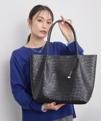 A4サイズ対応】エンボスチェックBIGトートバッグ