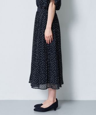 新品★ ドット フレア スカート ブラック 手洗可 UNITED ARROWS セットアップ／手洗い可】ドット柄プリーツフレアスカート