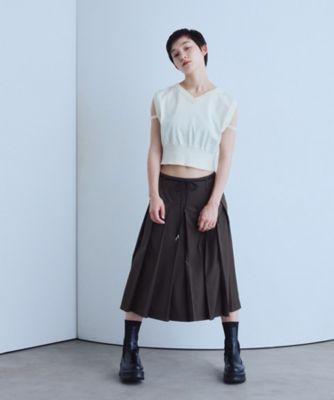 soft pleated midi skirt（2002650475