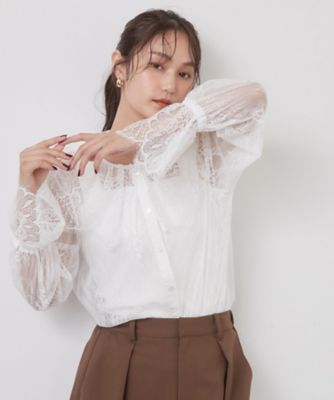 【新品】ポロ ラルフローレン レースブラウス　シアー シアーレース ビックカラーブラウス【洗濯機OK