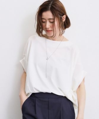 持続冷感・体型カバー】サテンパイピングドルマンカットソー