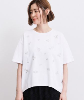 フラワーモチーフスパンコールTシャツ（2002650656