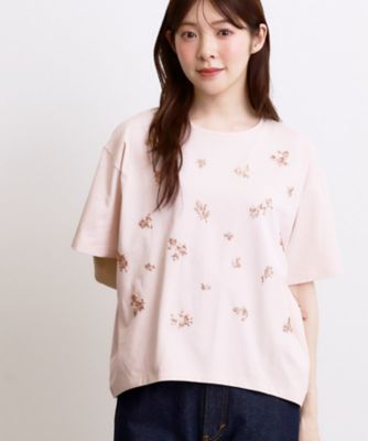 フラワーモチーフスパンコールTシャツ（2002650656