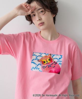 【Nikomari】familiar 車イラスト Tシャツ ピンク Sei Horinouchi×Dessin Tシャツ