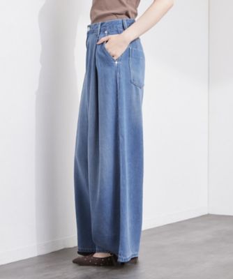 セルロース混 タックワイドデニムパンツ【洗濯機OK