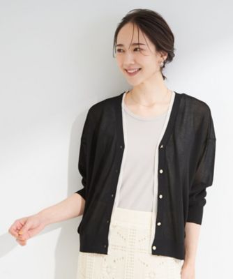 洗濯機可／S－LL】配色シフォン襟でサマ見え 上品シアー