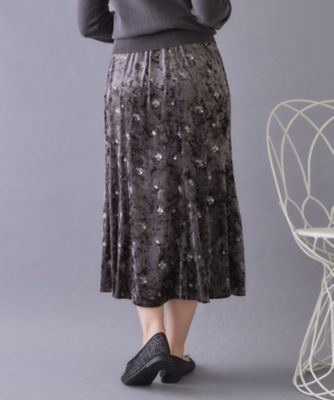ベロア刺繍マーメイドスカート【洗濯機OK】（2002651548