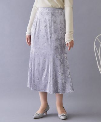ベロア刺繍マーメイドスカート【洗濯機OK】（2002651548