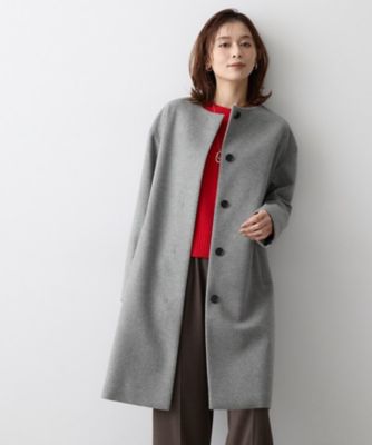 名品】ウールカシミヤノーカラーコート（2002652614