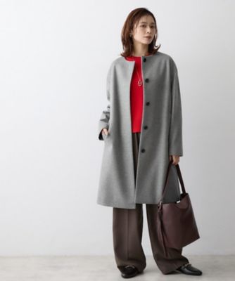 名品】ウールカシミヤノーカラーコート（2002652614