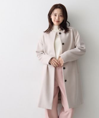 名品】ウールカシミヤノーカラーコート（2002652614