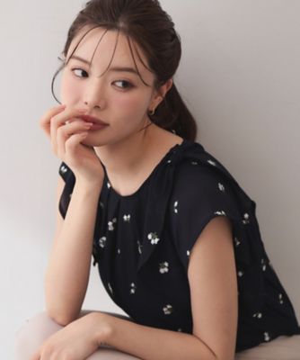 2wayフリルリボン刺繍ブラウス【洗濯機OK／イージーアイロン