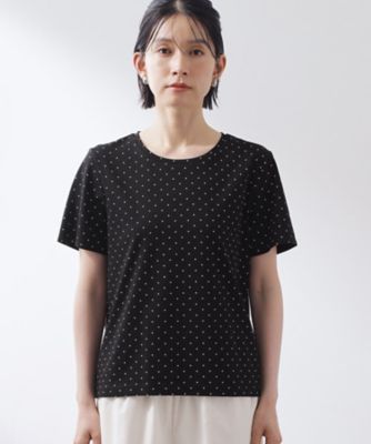 大人にちょうどいい チャーム付きドット柄Tシャツ