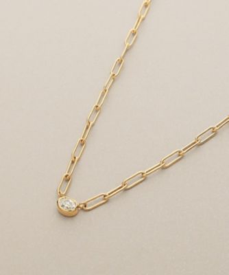 K18ダイヤモンド オーバルカットふせ込み ネックレス