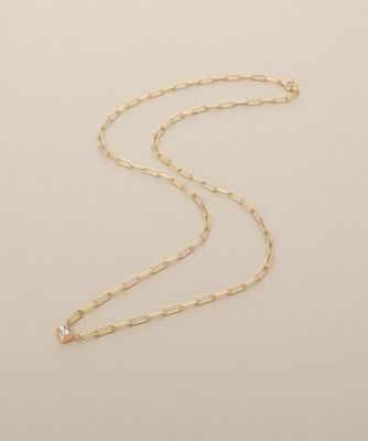 K18ダイヤモンド エメラルドカットふせ込み ネックレス