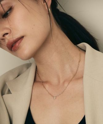 K18ダイヤモンド エメラルドカットふせ込み ネックレス