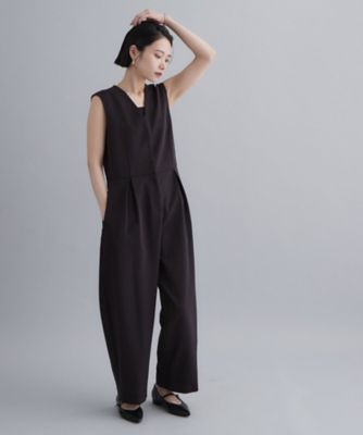 es】ストレッチVネックオールインワン《洗える