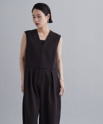 es】ストレッチVネックオールインワン《洗える