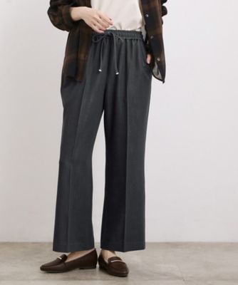 楽ちんできれい見え デニムライクストレッチドロストパンツ