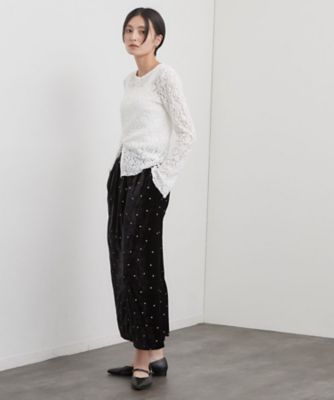 森絵梨佳さん着用】ストレッチベロア ドット刺繍ナロースカート《洗濯